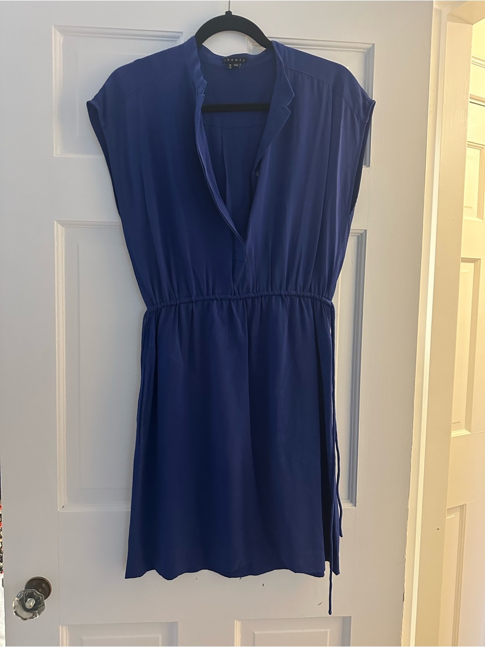 Theory Royal Blue Midi Dress with Self-Tie Waist